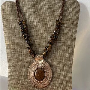 Brown Beaded Pendant Necklace